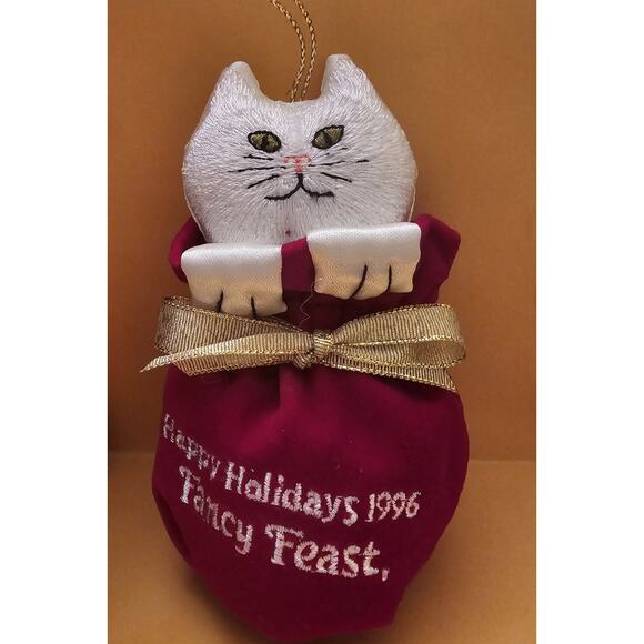 Vintage New In Box Fancy Feast Holiday White Persian Kitten In Bag 1996 - Picture 3 of 5